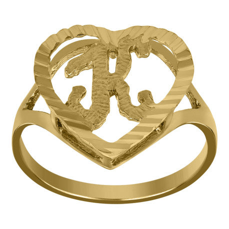 10Kt Gold Initial Letter "K" Ring