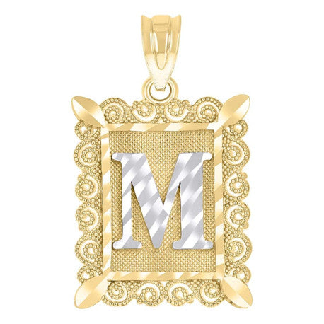 10Kt Gold Initial Letter "M" Pendant