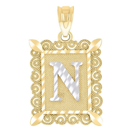 10Kt Gold Initial Letter "N" Pendant