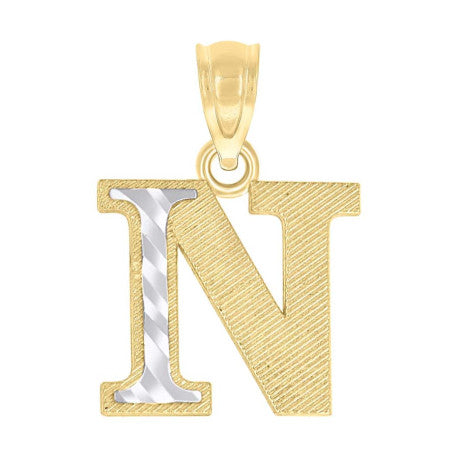 10Kt Gold Initial Letter "N" Pendant