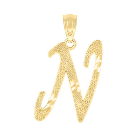 10Kt Gold Initial Letter "N" Pendant
