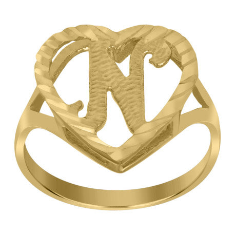 10Kt Gold Initial Letter "N" Ring