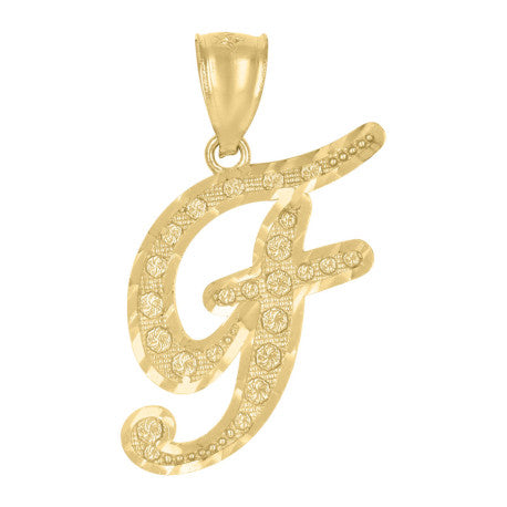 10Kt Gold Initial Letter Pendant "F"