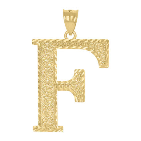 10Kt Gold Initial Letter Pendant "F"