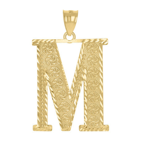 10Kt Gold Initial Letter Pendant "M"