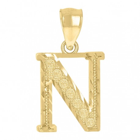 10Kt Gold Initial Letter Pendant "N"