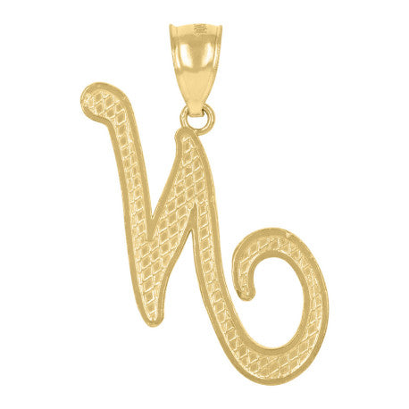 10Kt Gold Initial Letter Pendant "N"