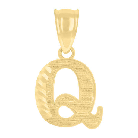 10Kt Gold Initial Letter Pendant "Q"