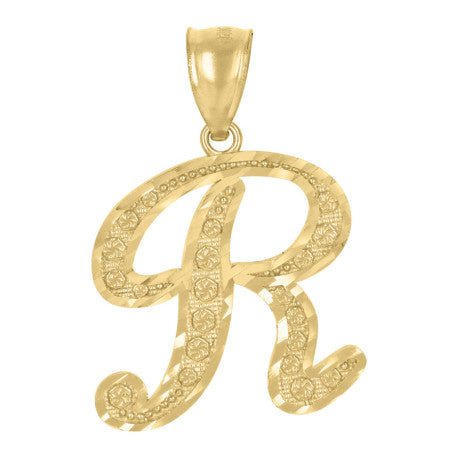 10Kt Gold Initial Letter Pendant "R"