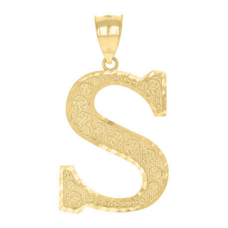 10Kt Gold Initial Letter Pendant "S"