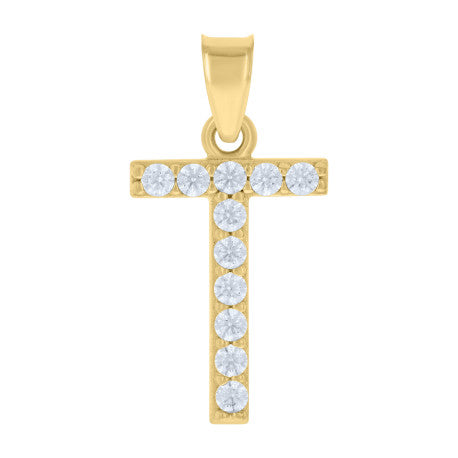 10Kt Gold Initial Letter Pendant "T"