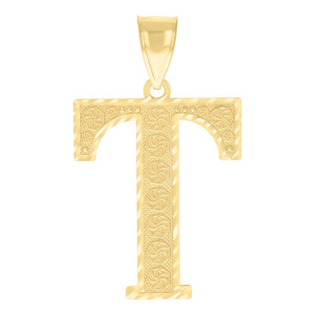 10Kt Gold Initial Letter Pendant "T"