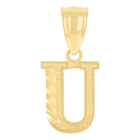 10Kt Gold Initial Letter Pendant "U"