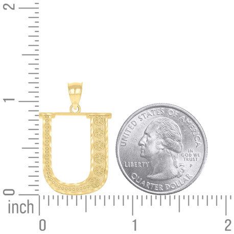 10Kt Gold Initial Letter Pendant "U"