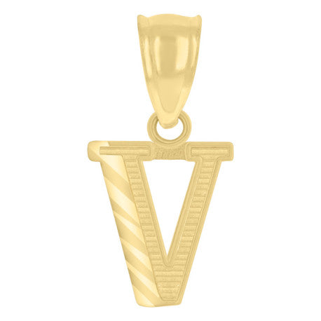 10Kt Gold Initial Letter Pendant "V"