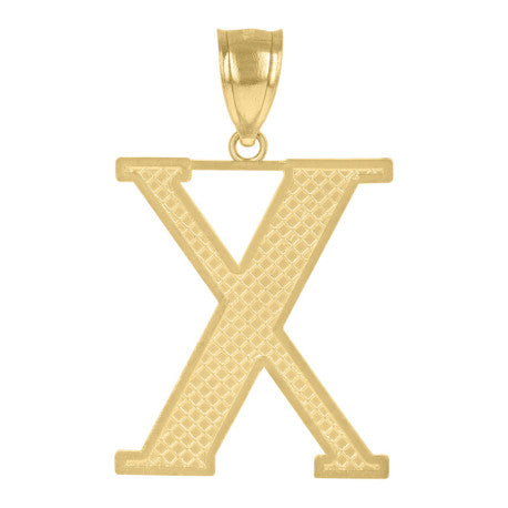 10Kt Gold Initial Letter Pendant "X"