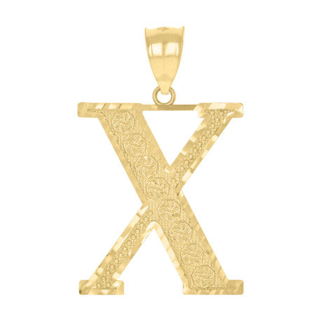 10Kt Gold Initial Letter Pendant "X"