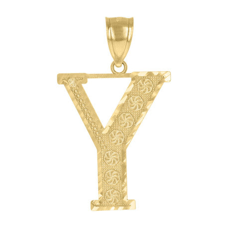 10Kt Gold Initial Letter Pendant "Y"
