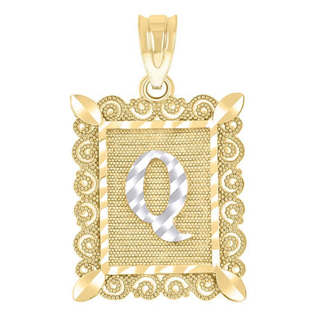 10Kt Gold Initial Letter "Q" Pendant