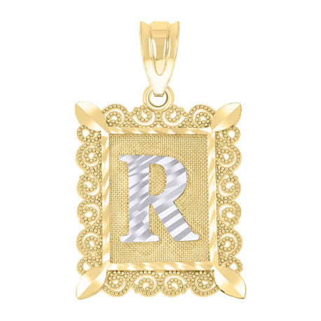 10Kt Gold Initial Letter "R" Pendant