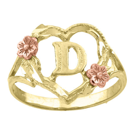 10Kt Gold Initial Letter Ring "D"