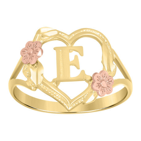 10Kt Gold Initial Letter Ring "E"