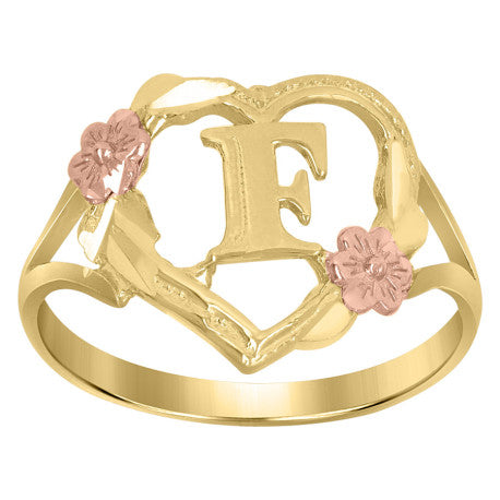 10Kt Gold Initial Letter Ring "F"