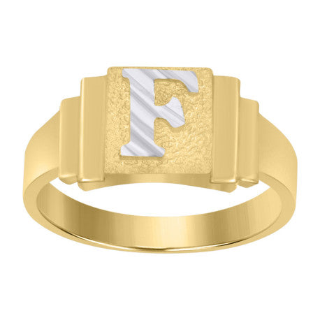10Kt Gold Initial Letter Ring "F"