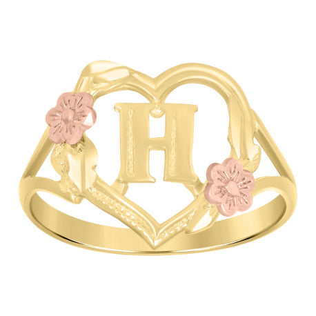 10Kt Gold Initial Letter Ring "H"