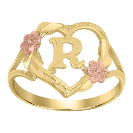 10Kt Gold Initial Letter Ring "R"