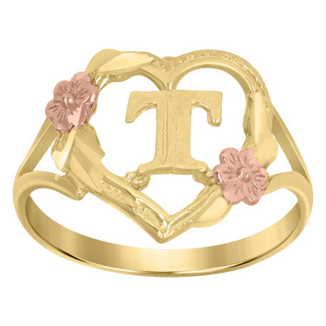 10Kt Gold Initial Letter Ring "T"