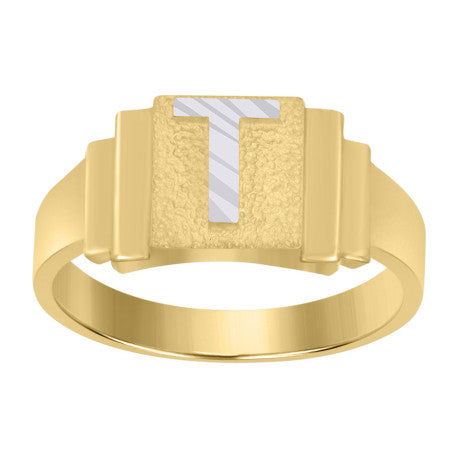 10Kt Gold Initial Letter Ring "T"