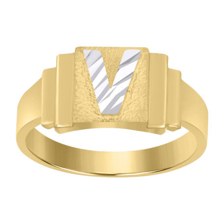 10Kt Gold Initial Letter Ring "V"
