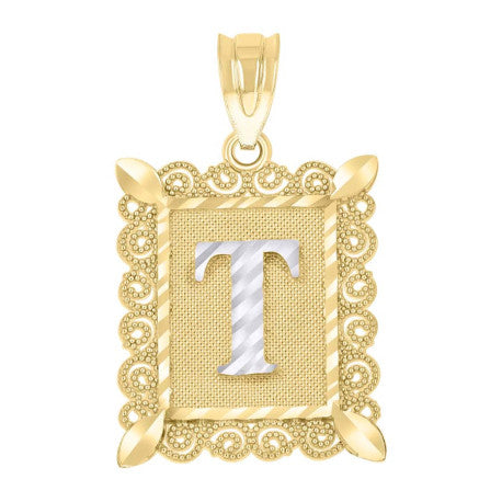 10Kt Gold Initial Letter "T" Pendant