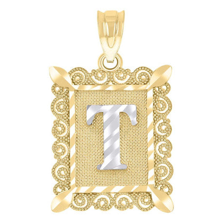 10Kt Gold Initial Letter "T" Pendant