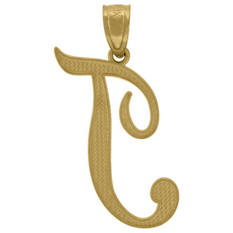 10Kt Gold Initial Letter "T" Pendant