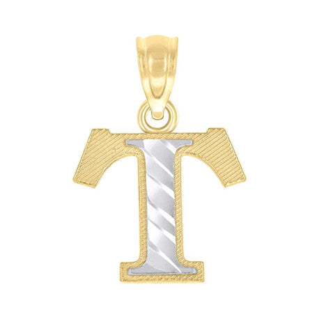 10Kt Gold Initial Letter "T" Pendant