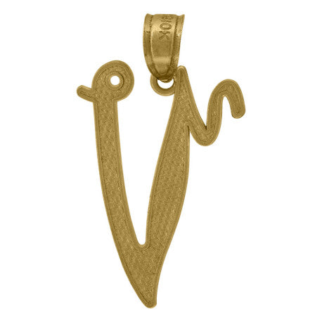10Kt Gold Initial Letter "V" Pendant