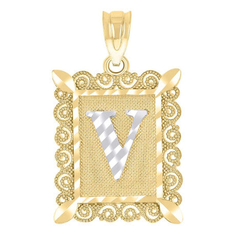 10Kt Gold Initial Letter "V" Pendant