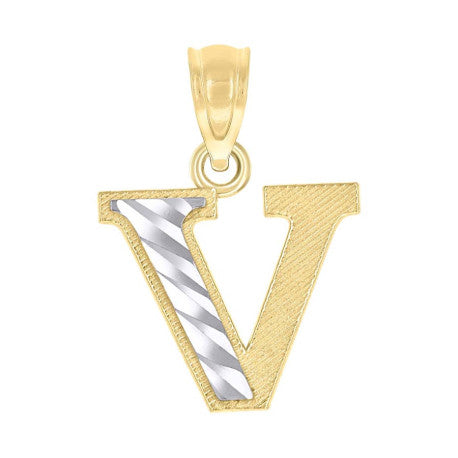 10Kt Gold Initial Letter "V" Pendant