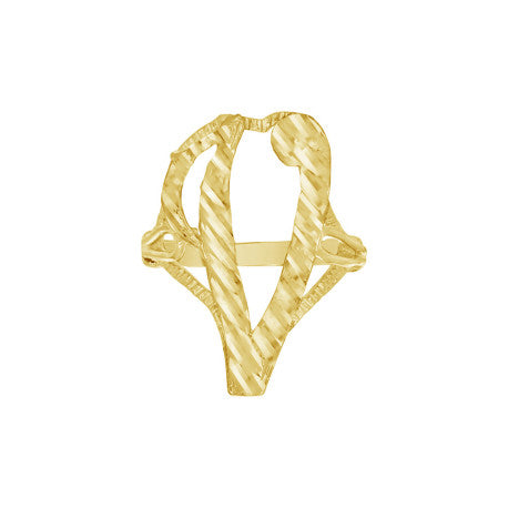 10Kt Gold Initial Letter "V" Ring