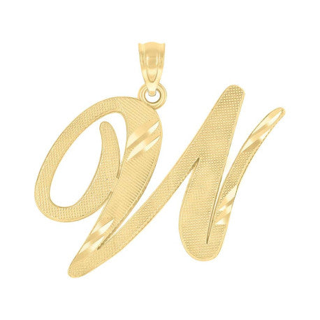 10Kt Gold Initial Letter "W" Pendant