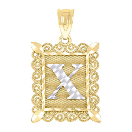 10Kt Gold Initial Letter "X" Pendant