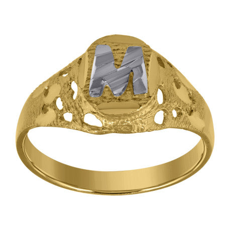 10Kt Gold Initial "M" Letter Ring