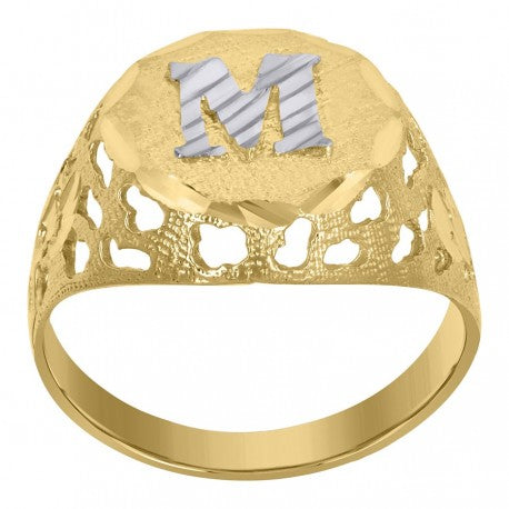10Kt Gold Initial "M" Letter Ring