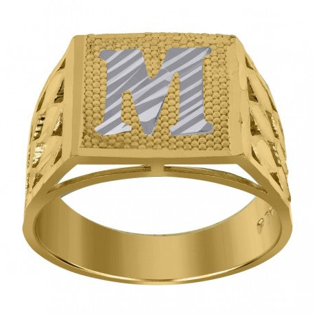 10Kt Gold Initial "M" Letter Ring