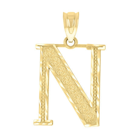 10Kt Gold Initial "N" Letter Pendant