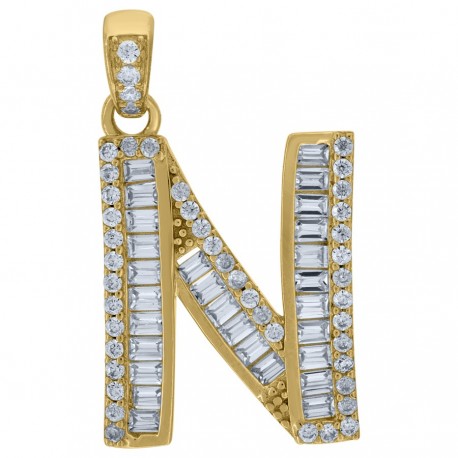 10Kt Gold Initial "N" Letter Pendant