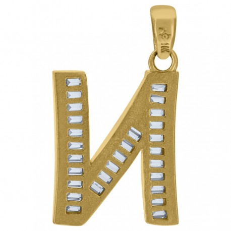 10Kt Gold Initial "N" Letter Pendant