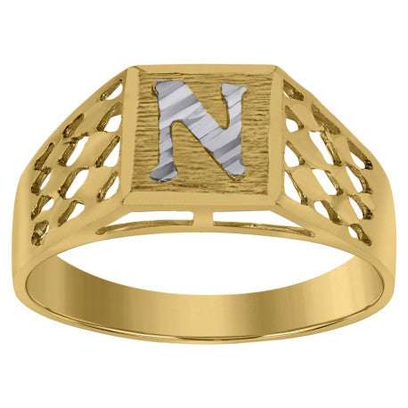 10Kt Gold Initial "N" Letter Ring